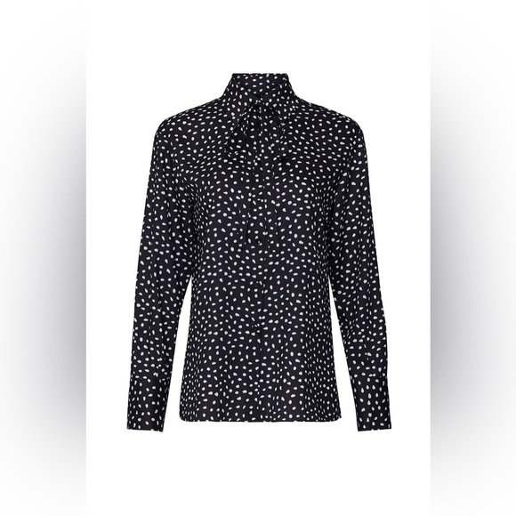 Jason Wu Polka Dot Tie Neck Blouse Size 0 black and white. - Picture 4 of 7